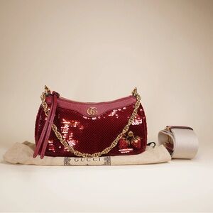Gucci Burgundy Sequin Shoulder Bag